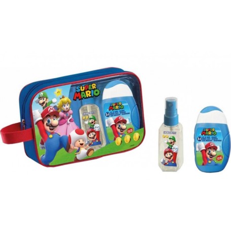 Super Mario Set con Eau de Toilette 90ml, Bagno Schiuma 2in1 110ml e Beauty Case