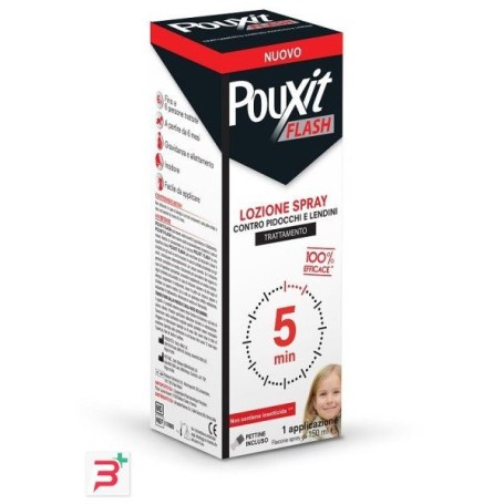 POUXIT LOZIONE SPRAY CONTRO PIDOCCHI E LENDINI POUXIT FLASH TRATTAMENTO CON PETTINE INCLUSO 150 ML