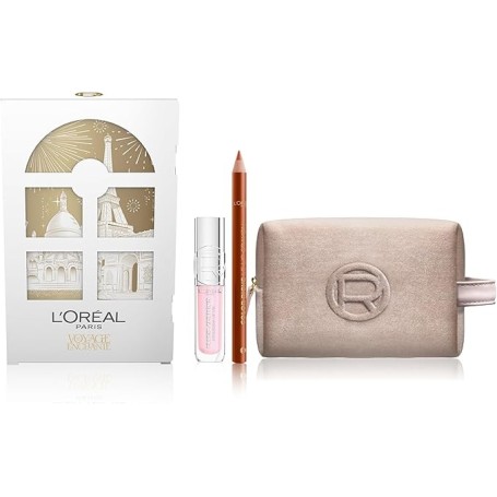 L'oréal kit Natale 2025 pochette + lucido plump 101 + matita labbra 236