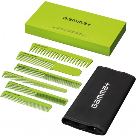 Gammapiù set Pettini Professionali Barbiere con Astuccio verde