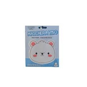 COSMI Maschera Viso in Tessuto Orso Bianco