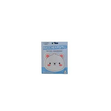 COSMI Maschera Viso in Tessuto Orso Bianco