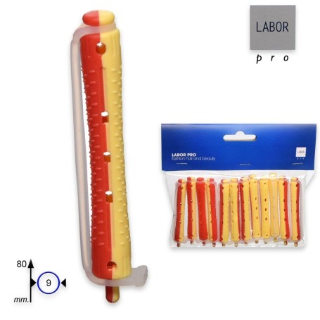 Labor Bigodini Permanente Lunghi Gialli / Rossi 12 Pz