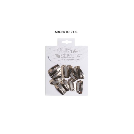EUROSOCAP SEISETA 12 METALLIC CLIPS Clip in Metallo SEISETA ARGENTO