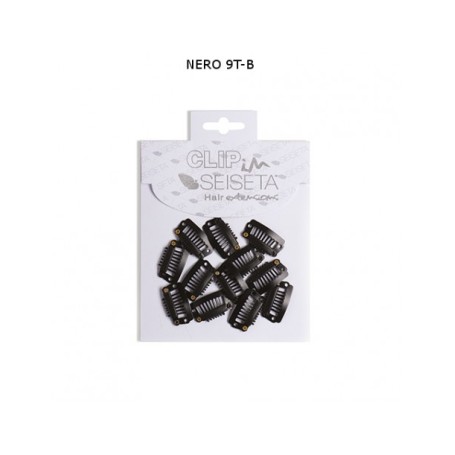 EUROSOCAP SEISETA 12 METALLIC CLIPS Clip in Metallo SEISETA NERO